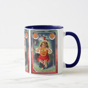 Vintage - Halloween-Mädchen mit Maske Tasse