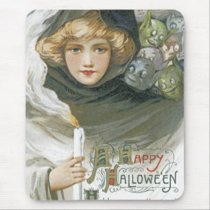 Vintage-Halloween-Mädchen Mousepad
