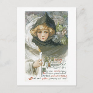Vintage-Halloween-Mädchen Postkarte