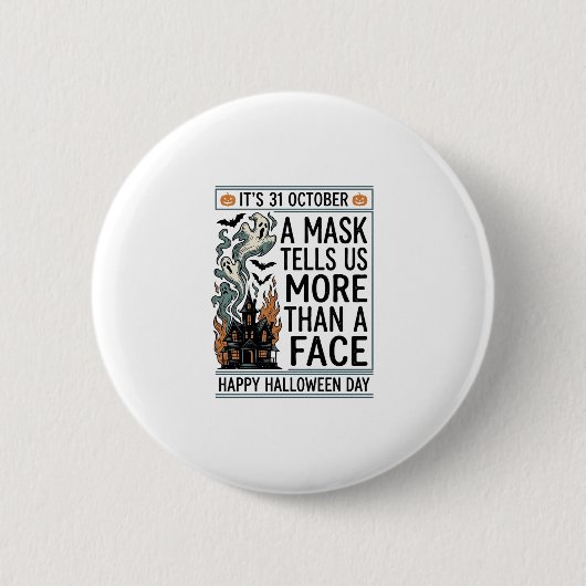 Vintage-Halloween-Masken-Zitat-Vektordesign_1 Button (Vorderseite)