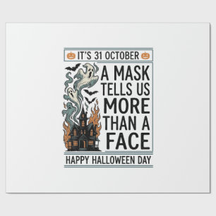 Vintage Halloween-Masken-Zitat-Vektordesign_1 Geschenkpapier