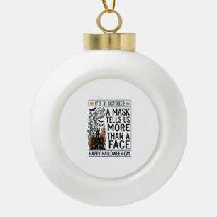 Vintage-Halloween-Masken-Zitat-Vektordesign_1 Keramik Kugel-Ornament