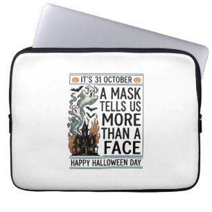 Vintage Halloween-Masken-Zitat-Vektordesign_1 Laptopschutzhülle