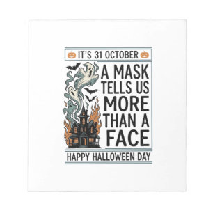 Vintage-Halloween-Masken-Zitat-Vektordesign_1 Notizblock