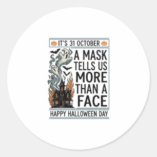 Vintage-Halloween-Masken-Zitat-Vektordesign_1 Runder Aufkleber