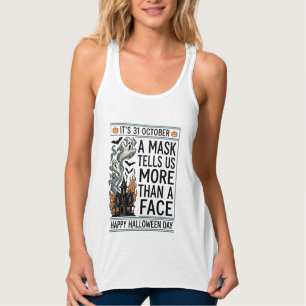 Vintage-Halloween-Masken-Zitat-Vektordesign_1 Tank Top