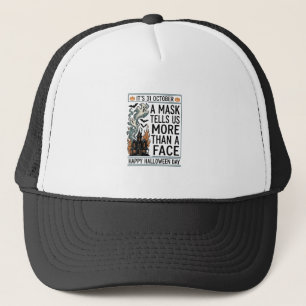 Vintage-Halloween-Masken-Zitat-Vektordesign_1 Truckerkappe