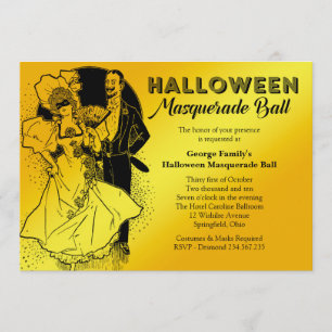Vintage-Halloween-Maskenball-Party-Einladung Einladung