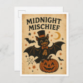 Vintage Halloween Midnight Mischief Postkarte (Vorne/Hinten)