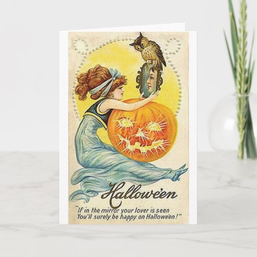 Vintage Halloween Mirror Card Karte (Vorderseite)