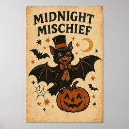 Vintage-Halloween-Mitternachtsmischief Poster