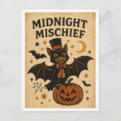 Vintage-Halloween-Mitternachtsmischief Postkarte (Vorderseite)