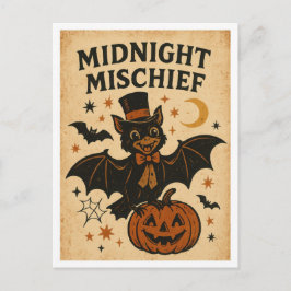 Vintage-Halloween-Mitternachtsmischief Postkarte