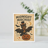 Vintage-Halloween-Mitternachtsmischief Postkarte (Stehend Vorderseite)