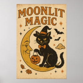 Vintage Halloween Mondlicht Magie Poster