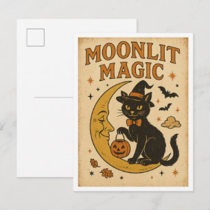 Vintage-Halloween-Mondlichtmagie Postkarte