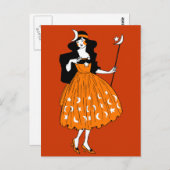 Vintage Halloween-Mondschein-Fee Postkarte (Vorne/Hinten)