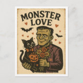 Vintage Halloween Monster Love Postkarte (Vorderseite)