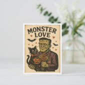Vintage Halloween Monster Love Postkarte (Stehend Vorderseite)