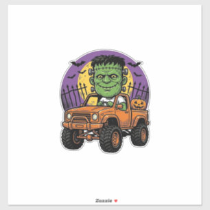 Vintage-Halloween-Monster-Truck-Kürbis-Shirt_1 Aufkleber