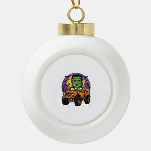 Vintage-Halloween-Monster-Truck-Kürbis-Shirt_1 Keramik Kugel-Ornament