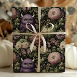 Vintage Halloween-Monster und Pumpkins Lila Geschenkpapier