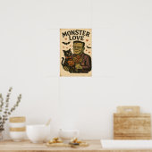 Vintage-Halloween-Monsterliebe Poster (Küche)