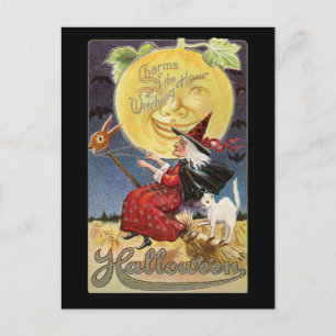Vintage Halloween-Moon-Postkarte Postkarte