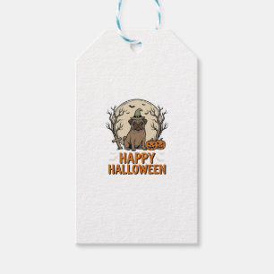 Vintage-Halloween-Mops-Hund-Hexenhut-Shirt-Design_ Geschenkanhänger