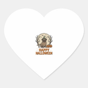 Vintage-Halloween-Mops-Hund-Hexenhut-Shirt-Design_ Herz-Aufkleber