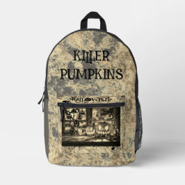 Vintage, Halloween. Mörder-Kürbisse Aufgedruckter  Bedruckter Rucksack