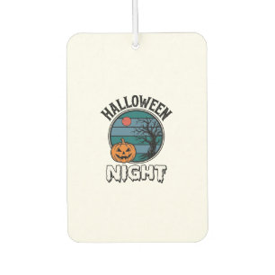 Vintage-Halloween-Nacht-Kürbisbaum-Shirt-Design_ Autolufterfrischer