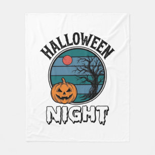 Vintage-Halloween-Nacht-Kürbisbaum-Shirt-Design_ Fleecedecke