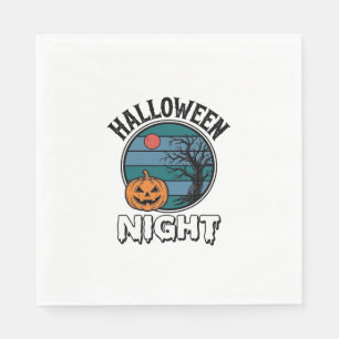 Vintage-Halloween-Nacht-Kürbisbaum-Shirt-Design_ Serviette