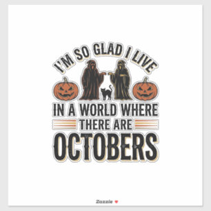 Vintage-Halloween-Oktober-Zitat-Kürbis-Katze-Desig Aufkleber
