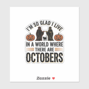 Vintage-Halloween-Oktober-Zitat-Kürbis-Katze-Desig Aufkleber