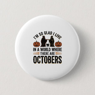 Vintage-Halloween-Oktober-Zitat-Kürbis-Katze-Desig Button