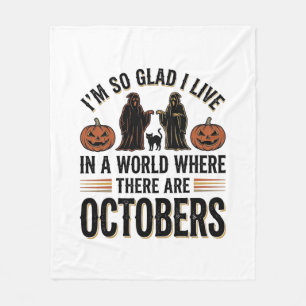 Vintage-Halloween-Oktober-Zitat-Kürbis-Katze-Desig Fleecedecke