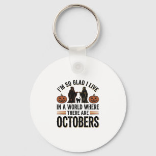 Vintage-Halloween-Oktober-Zitat-Kürbis-Katze-Desig Schlüsselanhänger
