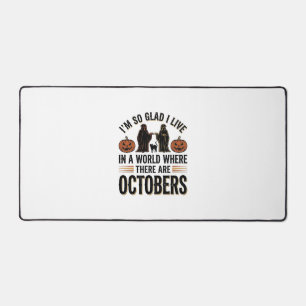 Vintage-Halloween-Oktober-Zitat-Kürbis-Katze-Desig Schreibtischunterlage