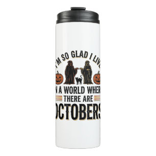 Vintage-Halloween-Oktober-Zitat-Kürbis-Katze-Desig Thermosbecher