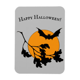 Vintage Halloween Orange Mond fliegende Fledermäus Magnet