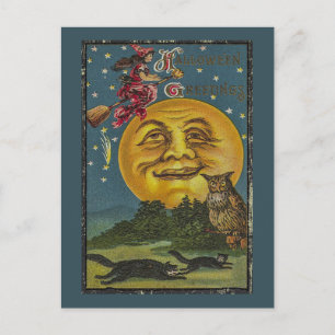 Vintage Halloween-Owl-Illustration Postkarte
