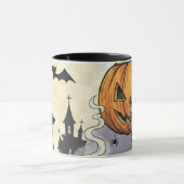 Vintage Halloween Owl Pumpkin Skeleton Spooky Tasse (Zentrum)