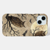 Vintage Halloween Owls & Moon Case-Mate iPhone Hülle (Rückseite (Horizontal))