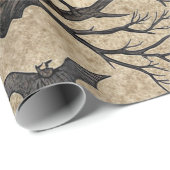 Vintage Halloween Owls & Moon Geschenkpapier (Rolleneckpunkt)