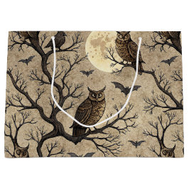Vintage Halloween Owls & Moon Große Geschenktüte