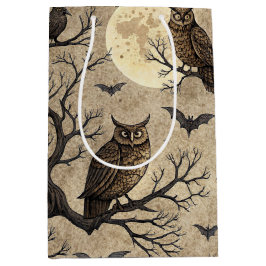 Vintage Halloween Owls & Moon Mittlere Geschenktüte