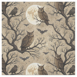 Vintage Halloween Owls & Moon Stoff