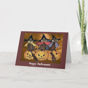 Vintage Halloween Owls und Jack o' Lanterncard Karte